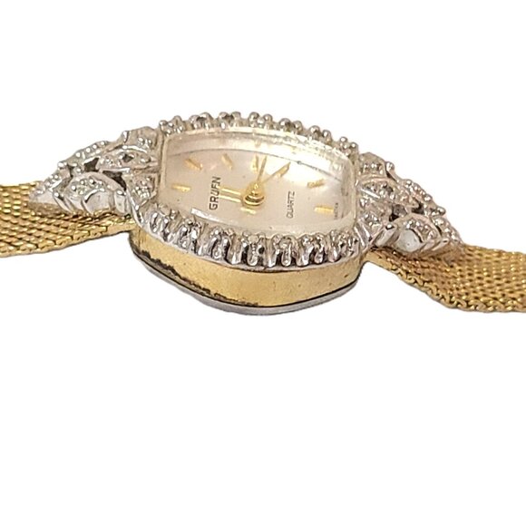 Vintage Gruen GR4748 Gold Ladies Quartz Diamond Wrist Watch Women's Jewelry - Picture 6 of 15